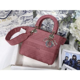 DIOR LADY D-LITE EMBROIDERED CANNAGE BAG