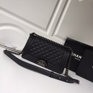 Chanel Boy Bag Calfskin 25CM GUN CHAIN