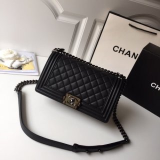 Chanel Boy Bag Calfskin 25CM GUN CHAIN